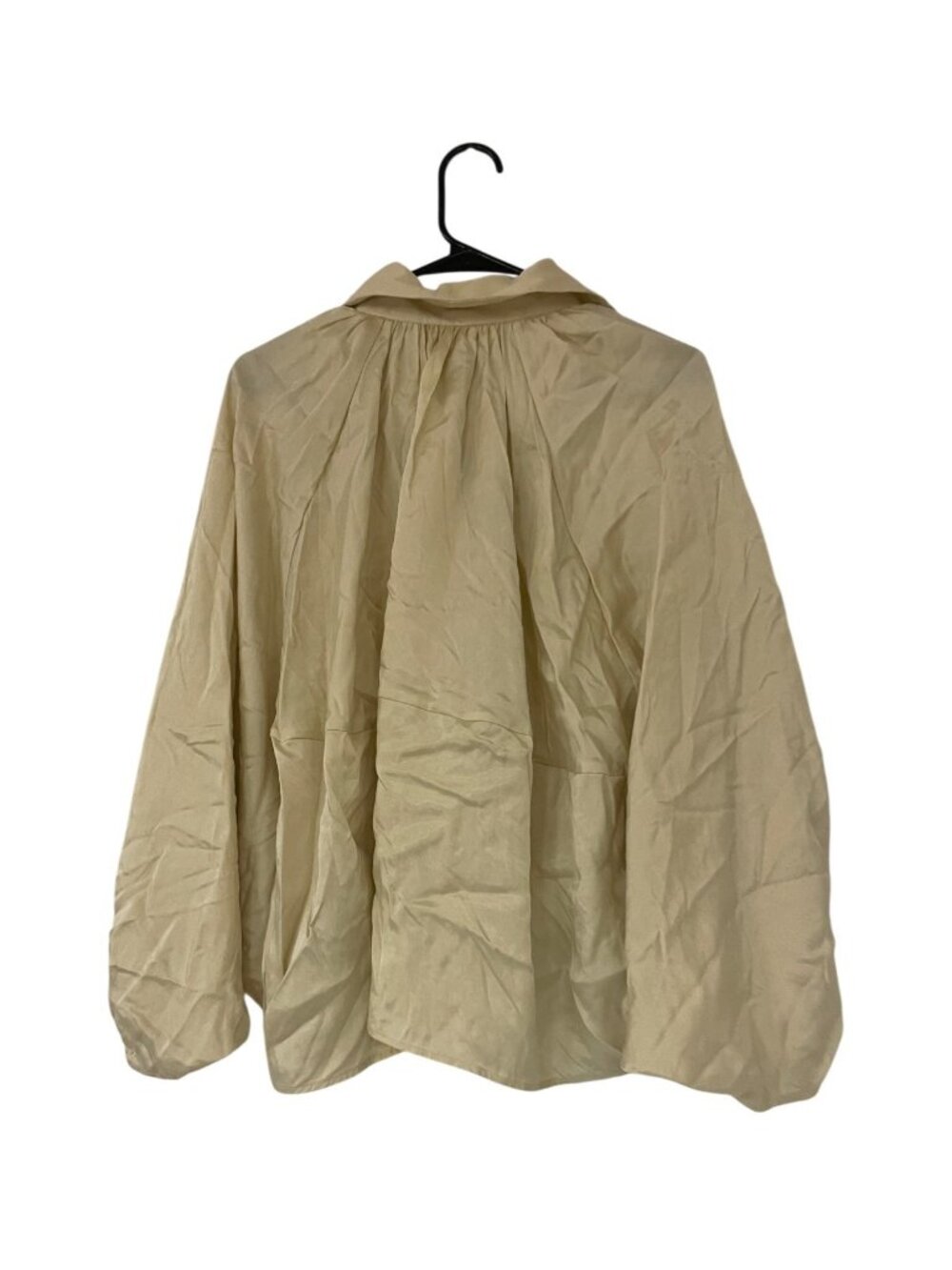 Zara Womens Puffed Bomber Jacket Satin Medium Ecru Voluminous 2814/404 NWOT - Picture 6 of 14